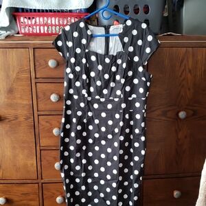 Grace Karin Black and White Polka Dot Midi Dress